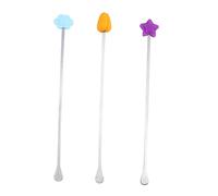 Holibanna 3pcs Milk Powder Stirring Sticks Longer Silicone Handle Baby Formula Mixing Rods for Infant Feeding Kitchen Use Orange Tulip Blue Cloud Purple Star