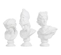 Holibanna 3pcs Mini Plaster Sculpture Set - Gypsum Portrait Busts of Classical Figures, Athena, Apollo - Tabletop Ornament for Home Décor, Photo Props, Desktop Figurine Statues for Living