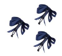 Holibanna 3pcs Navy Three Layers Bowknot Ribbon Hair Clip Non- Hair Clamp for Women Girls for Updos and Messy Buns Stylish and Functional Accessory