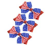 Holibanna 3Pcs Patriotic Barrette Hair Clips Bow Accessories American Flag Blue Star Design for Girls Boys and Girls Non Slip for Fine Hair Independence Day Memorial Day