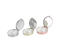 Holibanna 3Pcs Portable Metal Medicine Organizer with Mirror Round Dustproof Cases for Travel Durable and Moisture Resistant Pill Boxes