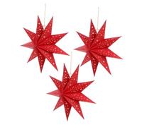 Holibanna 3Pcs Red Nine Pointed Star Paper Lampshades Decorative Ceiling Lamp Covers for Christmas Festival Indoor Light Decor