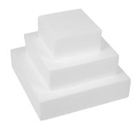 Holibanna 3pcs Square Cake Dummy Foam Models for Baking Practice, Multi-size 4", 6", 8" White Polystyrene Cake Display Dummies for Wedding and DIY Party Decorations