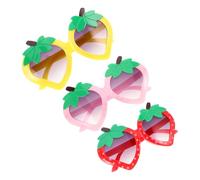 Holibanna 3pcs Strawberry Shape Sunglasses for Lightweight Eyewear Fun Tropical Hawaiian Party Accessories in Red Pink Yellow