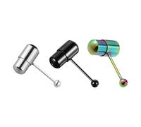 Holibanna 3pcs Vibrating Tongue Ring Stainless Steel Punk Tongue Bar Body Piercing Jewelry Prickly Straight Barbell Stud Ring for Adult Women Men Assorted Color, 3X2CM, agarwood, stainless steel