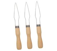 Holibanna 3pcs Wooden Handle Stainless Steel Button Hook Helper Grip Button Assist Device for Knit Sweaters Jeans