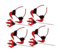 Holibanna 4 Sets Halloween Devil Horn Headband and Trident Cane Set Complete Cosplay Accessories for Carnival Masquerade Themed Parties and Group Costume Coordination