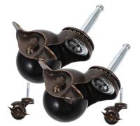 Holibanna 4 Sets Stem Caster Wheels with Brake for Furniture Vintage Style Heavy Duty Replacement Chair Casters Smooth Rolling Silent Swivel Wheels for Office Desk Chairs and Small