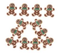 Holibanna 40pcs Resin Gingerbread Man Decorations with Green Bow Tie Xmas DIY Craft Accessories for Tree Ornaments Jewelry Making and Festive Holiday Decor