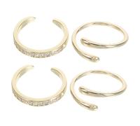 Holibanna 4pcs Adjustable Toe Rings for Women Set Rhinestone and Smooth Open Band Boho Beach Foot Jewelry Lightweight Summer Accessory for Casual and Vacation Wear