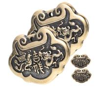 Holibanna 4pcs Brass Dragon Phoenix Lock Keychain Pendants Chinese Style Ornament Compact Antique Color DIY Keychain Accessory for Jewelry Making and Decoration