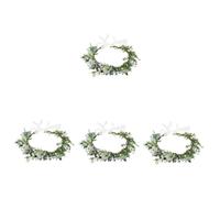 Holibanna 4pcs Bridal Flower Wreath Headpiece Green Leaf Floral Crown Hairband for Weddings Bachelorette Parties and Special Occasions Design Butterfly Accents and Vivid Colors
