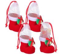 Holibanna 4pcs Candy Boot Christmas Bag Christmas Pendant Flocking Material Easy to Carry Store Sweets and Snacks Holiday Party Decoration Fun and Creative