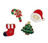 Holibanna 4Pcs Christmas Brooch Pins Lapel Jewelry with Santa Tree Stocking Old Man Festive Costume Accessories for Women for Holiday Parties and Everyday Wear