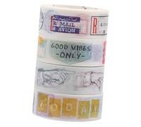 Holibanna 4pcs Colorful Washi Tape Multi Purpose Decorative Label Tapes for DIY Crafts Scrapbooking Planners Easy Tear Washi Paper with Residue Adhesive Stylish Mixed Designs for Card Making