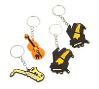 Holibanna 4pcs Creative Musical Instrument Key Chains Unique Retro Key Hanging Decor for Music Featuring Violin Piano and Saxophone Designs for Personalization and Gifting