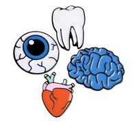 Holibanna 4Pcs Creative Organ Brooch Pin Funny Brain Heart Tooth Eyeball Pins for Jackets Bags Backpacks Enamel Lapel for Women Clothing and Accessories Gift for Valentine Day and Special