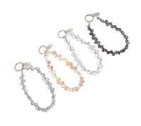 Holibanna 4Pcs Crystal Beaded Phone Bracelet Chain Wrist Lanyard Strap with Waterdrop Beads for Women Anti-Lost Mobile Phone Charm in Deep Purple, Blue, Amber, and Black