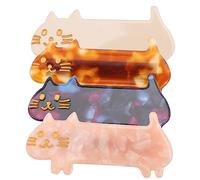 Holibanna 4pcs Cute Cat Design Hair Clips for Girls Cartoon Hairpins for Parties and Daily Wear Stylish Headdress Accessories Tortoise Shell