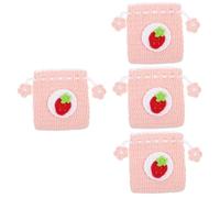 Holibanna 4pcs Cute Crochet Purse Mini Storage Bag for Women Adorable Drawstring Design for Keys and Small Accessories for Casual Special Occasions