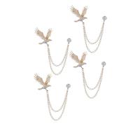Holibanna 4pcs Eagle Rhinestone Brooch Pin for Men and Women Animal Design Suit Collar Pins with Dynamic Tassel Decoration for Parties and Special Occasions