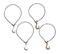 Holibanna 4Pcs Ethnic Resin Pendant Necklace Fish Hook Design Tribal Style Men Women Travel Souvenir Versatile Fashion Accessory White Red Brown