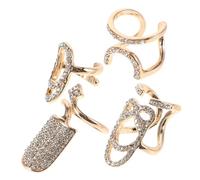 Holibanna 4Pcs Geometric Nail Art Rings Stylish Fingertip Jewelry for Manicure for Parties Birthdays Everyday Wear