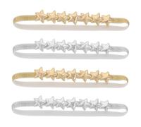 Holibanna 4pcs Glitter Star Headbands for Soft Elastic Hair Accessories with Bright Gold Silver Stars Comfortable Hairbands for Daily Use and Photoshoots