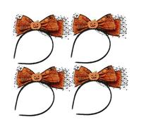 Holibanna 4pcs Halloween Hair Bows Headband Spooky Pumpkin Skull Bat Spider Design Festival Headdress Prop for Women Teens Party Decorations