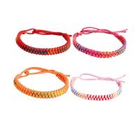 Holibanna 4Pcs Handmade Wax Cord Bracelets Set for Women and Woven Bangles Red Orange for Daily Wear Parties and Travel