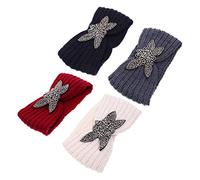 Holibanna 4pcs Knitted Diamond Headbands for Women Stylish Wide Hair Accessories for Sports Outdoor Activities Daily Wear Warm and Comfortable Ear
