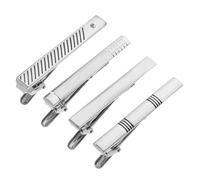 Holibanna 4pcs Men Tie Clips - Skinny Silver Tie Bars Clips For Anniversary Wedding Business Dad Husband Groomsmen Boyfriend Brother Jewelry Accessories