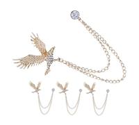 Holibanna 4pcs Men's Alloy Brooch Pins with Rhinestone Chain for Suits Coats Jackets Stylish Lapel Jewelry for Formal Casual Occasions