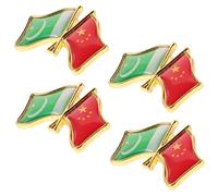 Holibanna 4pcs Metal Flag Lapel Pins Pakistan China Friendship Brooches Patriotic Badge for Shirts Jackets Bags Cultural Unity Memorial Day Accessories