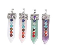 Holibanna 4PCS Natural Crystal Chakra Pendants Stylish Delicate Neck Chain Pendants for DIY Necklace Making Creative Multi Color Gemstone Jewelry Accessories