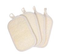 Holibanna 4pcs Natural Exfoliating Loofah Scrubber with Elastic Band Backing for Gentle Body and Face Wash Handmade Rectangular Sponge for Daily Bath Deep Cleansing and Foam Creation
