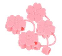 Holibanna 4Pcs Reusable Flower Shaped Silicone Straw Plugs Dustproof Straw Covers with Airtight Seal Leak Caps for Cute Accessories for Outdoor and Indoor Use