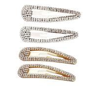 Holibanna 4pcs Rhinestone Snap Hair Clips for Women Elegant Glitter Side Clamp Hair Accessories Suitable for Weddings Parties and Special Occasions Includes and