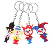 Holibanna 4Pcs Soft PVC Clown Keychains Set, Cute Cartoon Doll Bag Pendants, Clown Shape Key Rings for Halloween Party Accessories and Backpack Decoration
