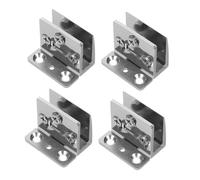 Holibanna 4Pcs Stainless Steel Glass Door Hinges No Drill Clamp for Glass Cabinet Clips Smooth Opening and Closing for Wine Cabinets Cupboards Display Cases