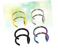 Holibanna 4PCS Stainless Steel Nose Rings Hypoallergenic Body Jewelry Clips in Black Gold and Colorful Comfortable Daily Wear for Women