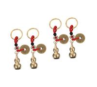 Holibanna 4pcs Vintage Gourd Keychain Charm Hanging Pendant for Bags Car Keys and Home Decor Rustic Chinese Style Keyring for Giving and Year Celebrations