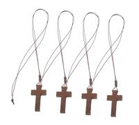 Holibanna 4Pcs Wood Cross Necklace Adjustable Retro Pendant Jewelry for Men Women Artistic Design for Casual Formal Wear Easter and Party Favor