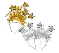 Holibanna 4pcs Year Party Headdress Glitter Star Headbands Comfortable Fit for All Festive Tinsel Hair Hoops Holiday Eve Decorations Celebration Accessories