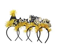 Holibanna 4pcs Year's Eve Headband Glitter Star Hair Accessories Festive Black Gold Party Hairband Comfortable Headdress for Women Holiday Celebration Decoration