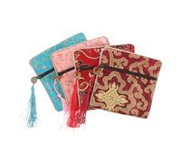 Holibanna 4pcs Zipper Brocade Jewelry Pouch Elegant Satin Fabric Makeup Bags for Women Multiple Options Blue Pink Compact Travel Storage for Jewelry and Cosmetics