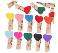 Holibanna 50Pcs Mini Wooden Heart Clips Versatile Clothespins for Photos Cards and Crafts for DIY Room Decorations and Creative Projects