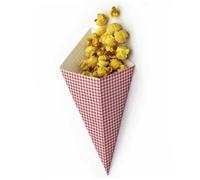 Holibanna 50pcs Triangle Popcorn Boxes Cone Design Oilproof Treat Containers for Party Snacks Candy Cookies with Compression Resistance Stylish Lattice Print for Movie Nights and Birthdays