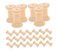 Holibanna 50pcs Unfinished Wooden Spools Retro Craft Bobbins for Embroidery Thread Pom Ribbon DIY Projects Natural Wood Craft Room Storage Organization