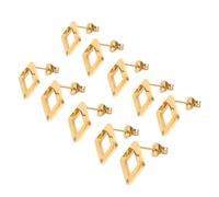 Holibanna 5Pair Rhombus Ear Studs Stainless Steel Earring Findings for DIY Jewelry Making Accessories Kit Square Geometric Design Quick Assembly Women Craft Supplies